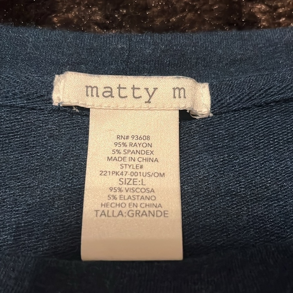 Matty M Women’s Blue Top Size LG - Picture 4 of 5